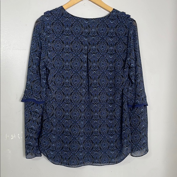 Belle by Kim‎ Gravel Blue Ruffled Cottagecore Peasant Blouse - Picture 3 of 5